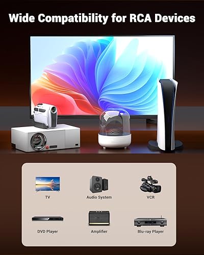 Miniatura 4 de VCE Paquete de 6 acopladores RCA hembra a RCA hembra chapados en oro, compatible con teléfono, altavoz, cable RCA, amplificador