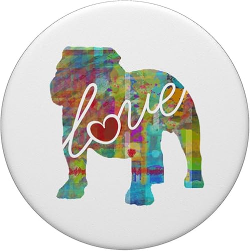 Miniatura 3 de Un diseño de estilo acuarela para los amantes del bulldog inglés PopSockets agarre y soporte para teléfonos y tabletas, Negro