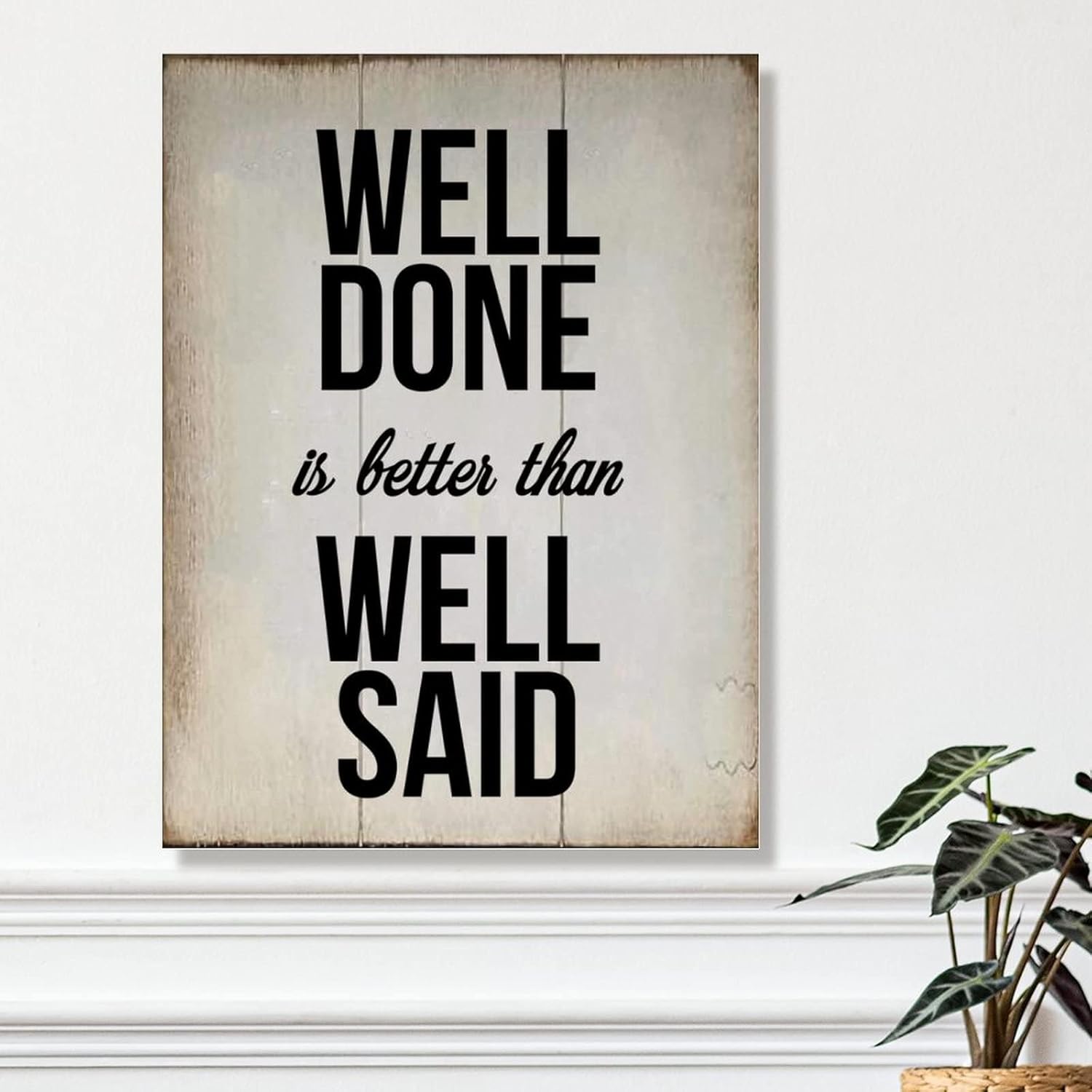 Vintage Wood Sign Well Done is Better Than Well Said Wood Sign Wall Decor Bible Verse Religious Jesus Rustic Signs Farmhouse Signs Wood Decor 18x24in New Home Wall Decoration Gift