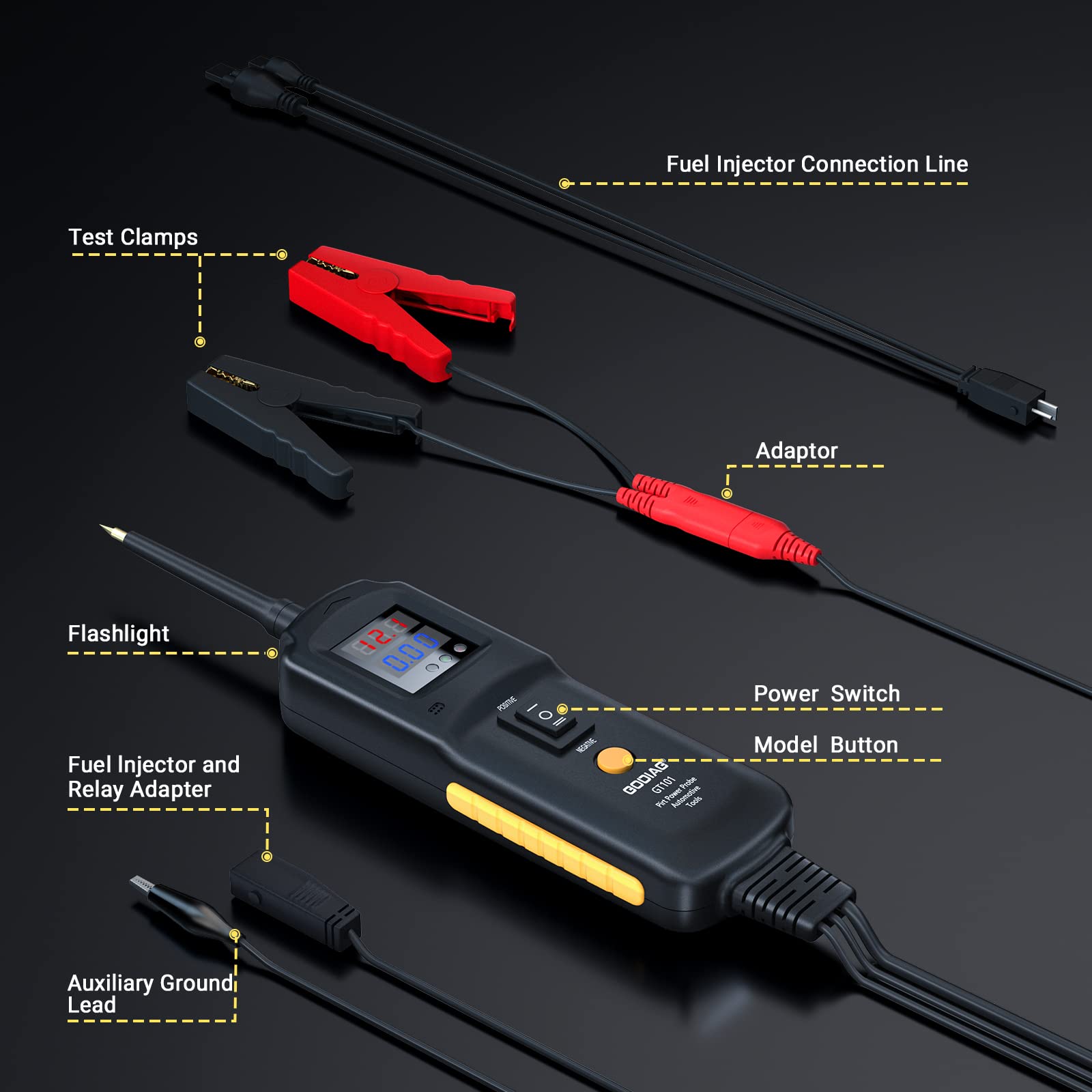 GODIAG GT101 Circuit Tester, 4 in 1 Power Probe, Fuel Injector Testing
