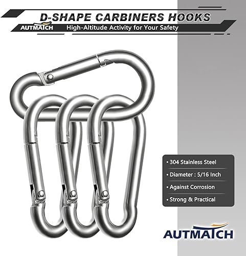 Miniatura 17 de AUTMATCH Clips de mosquetón, 3 pulgadas, gancho de resorte caribeño, hebilla resistente, mosquetones de bloqueo de cadena, eslabones rápidos