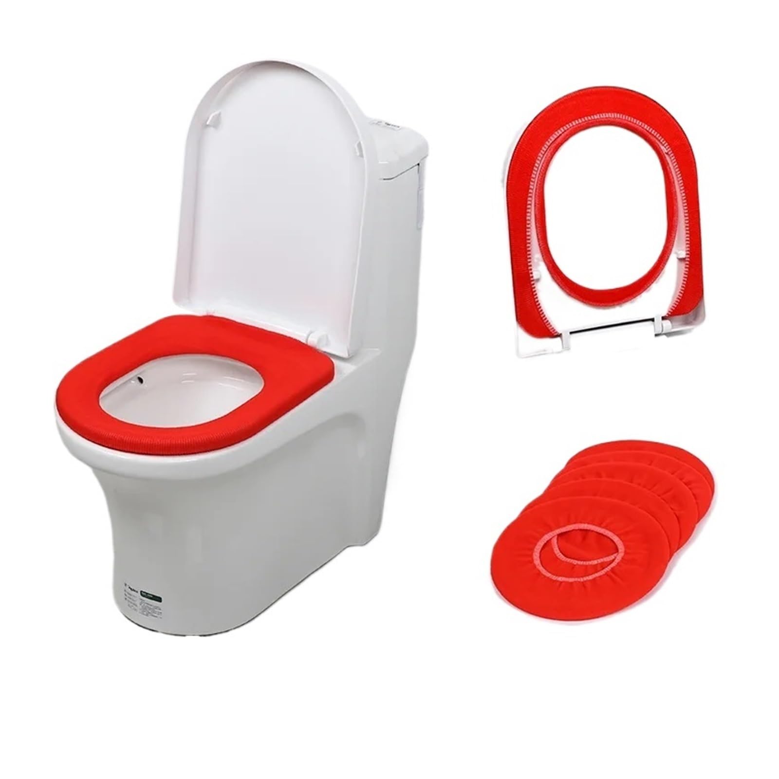 QMVDOJR 3pcs Warm Soft Washable Toilet Seat Cover Mat for Home Decor Closestool Mat Seat Case Toilet Lid Cover Accessories(Red)