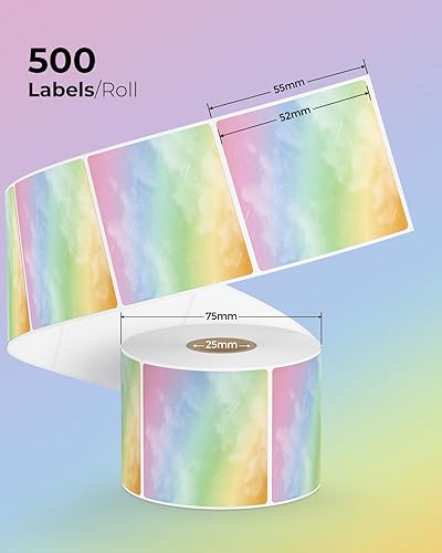 Miniatura 3 de MUNBYN 500 etiquetas térmicas de acuarela y 500 etiquetas térmicas redondas transparentes de 2 pulgadas