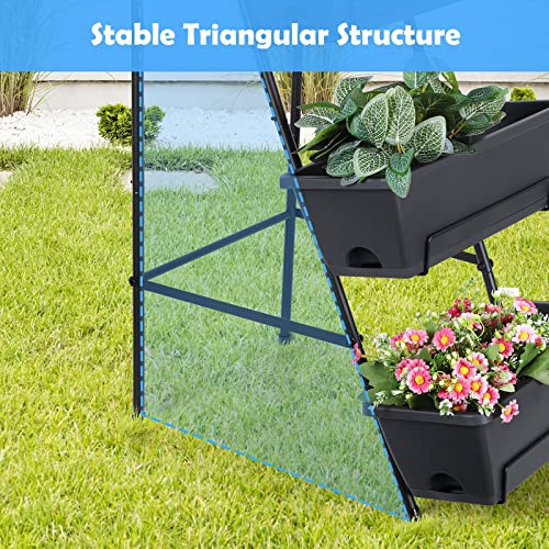 OYEAL Raised Garden Bed 4 Tier Vertical Garden Planter Indoor Outdoor Raised Planter Box with Legs Elevated Herb Garden Planters for Flowers Vegetables Plants, Grey - Thumbnail 7
