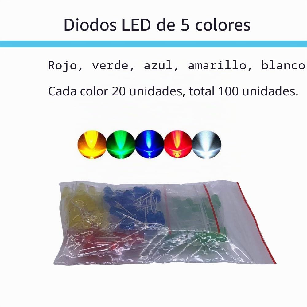 Kit de componentes electrónicos MOGAOPI, diodos LED, resistencias de película metálica, paquete de condensador electrolítico, diodos comunes, condensadores cerámicos, caja surtido de transistores