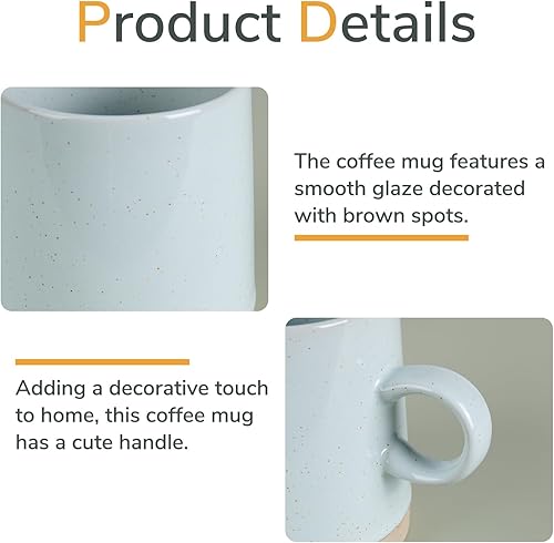 Miniatura 3 de Magclay Juego de 4 tazas de café de cerámica, taza de café de 9 onzas con asa, taza de té de granja con puntos, ideal para té, cacao, latte, blanco