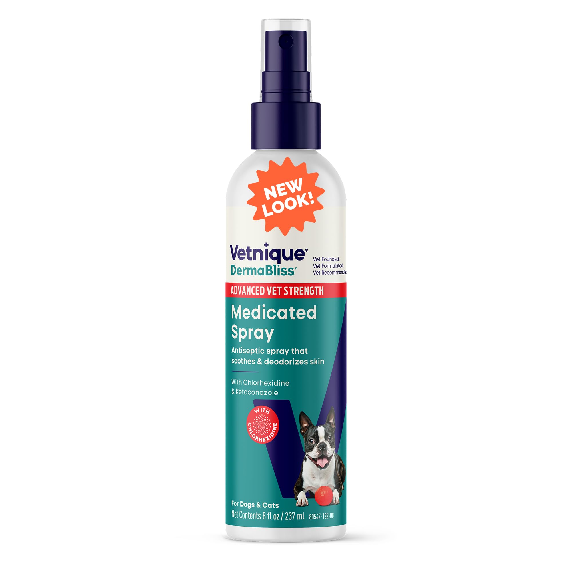 Vetnique Dermabliss Chlorhexidine for Dogs Skin Health - Antibacterial Medicated Dog Shampoo, and Medicated Wipes - for Skin Infections & Irritation, Hot Spots & Redness Relief (Medicated Spray, 8oz)