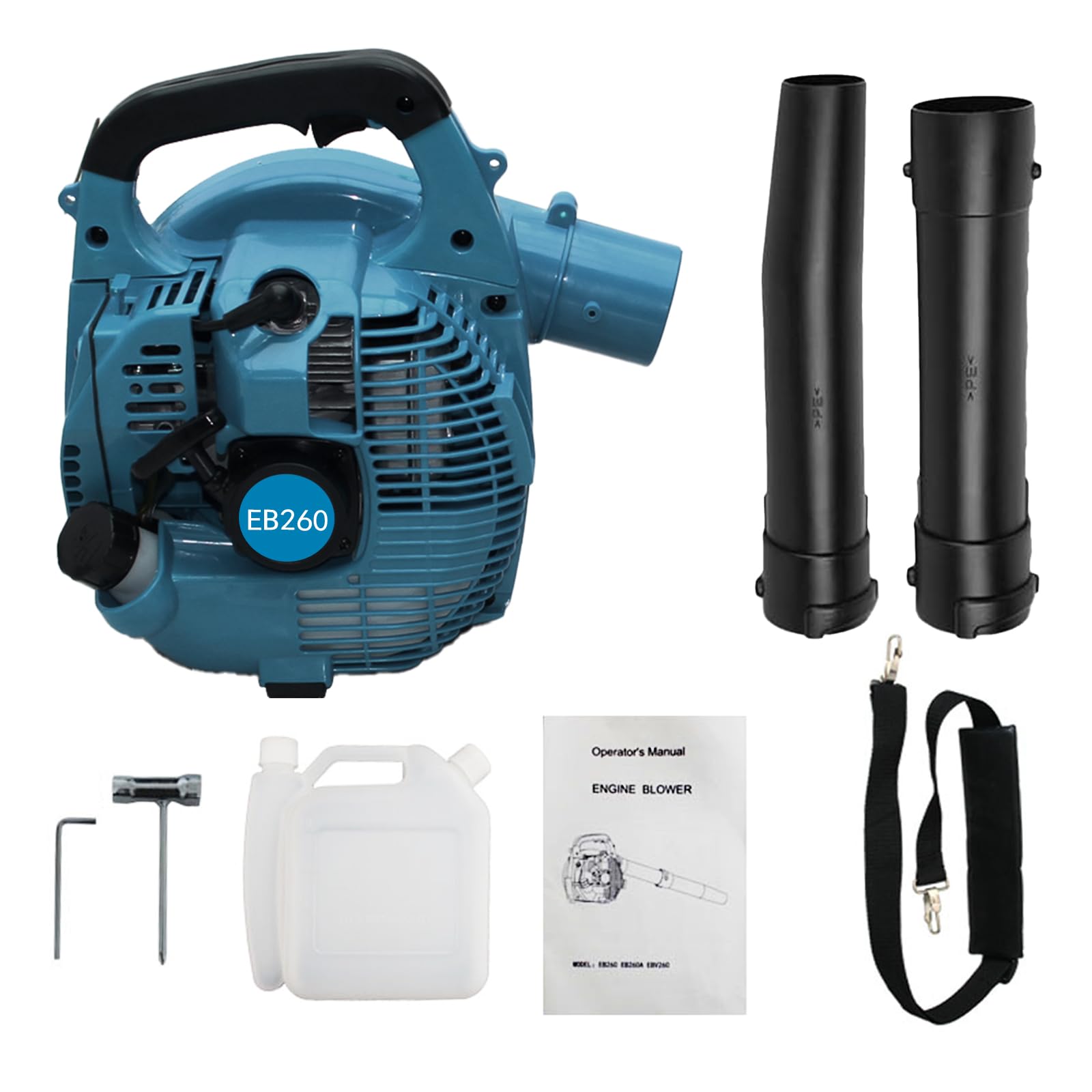 Soplador de hojas de gasolina de 26 cc, 2 tiempos, hojas de mano que soplan polvo y nieve con correa de hombro ajustable para limpieza de hojas, patio, cuidado del césped, hojas de jardín y nieve