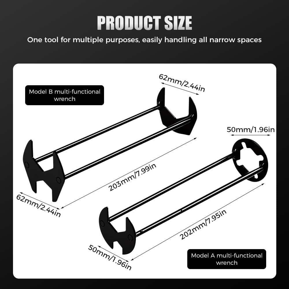 2 Pcs Multifunctional Sink Wrench, 2026 Upgraded Basin Sink Wrench Faucet Tool for Tight Spaces, Plumbing Tools for Kitchen and Bathroom