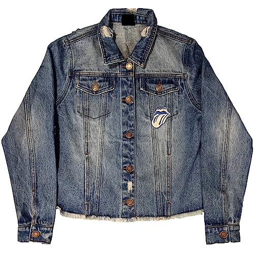 Veste de blouson jean femme The Rolling Stones blouson délavé clair mode rock