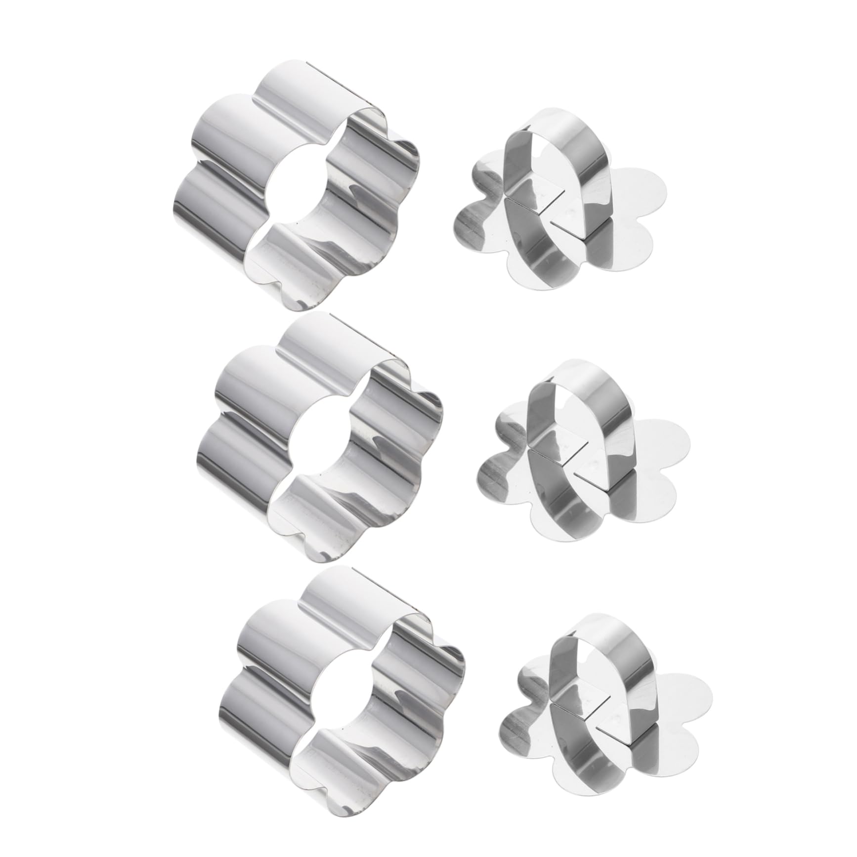 STOBAZA 3 Sets Blossom Stainless Steel Mousse Cake Making Unique Flower Shape Non-stick Easy to Clean
