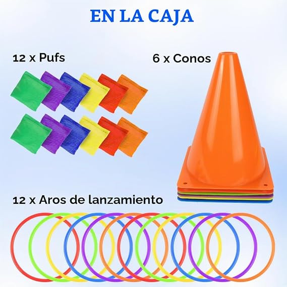 Aolso 31 Pieces 3 in 1 Set Set, Sand Bag Toss Games, Outdoor Hoop Toss Game with Training Cones for Outdoor, Birthday Party and Family Games