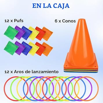Aolso 31 Pieces 3 in 1 Set Set, Sand Bag Toss Games, Outdoor Hoop Toss Game with Training Cones for Outdoor, Birthday Party and Family Games