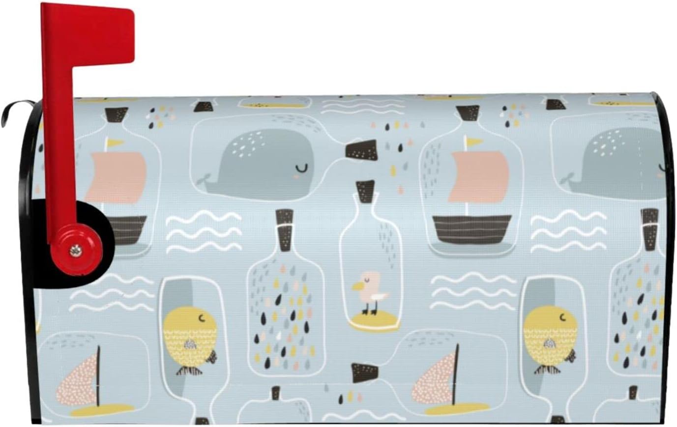 Hand Drawn Sea Mailbox Covers Standard Size 18" X