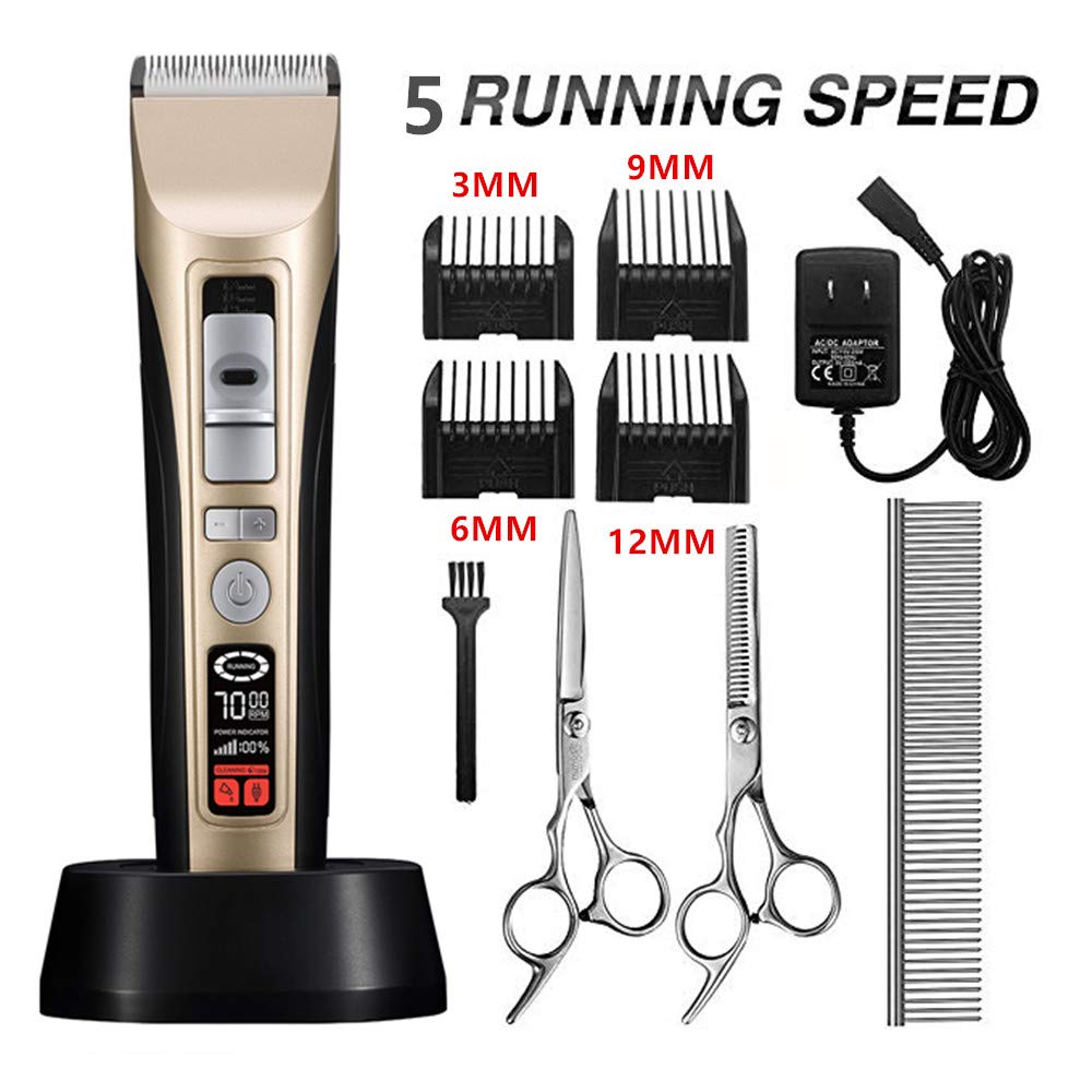 Dog Grooming Clippers 5 Speed Professional Cordless Pet Hair