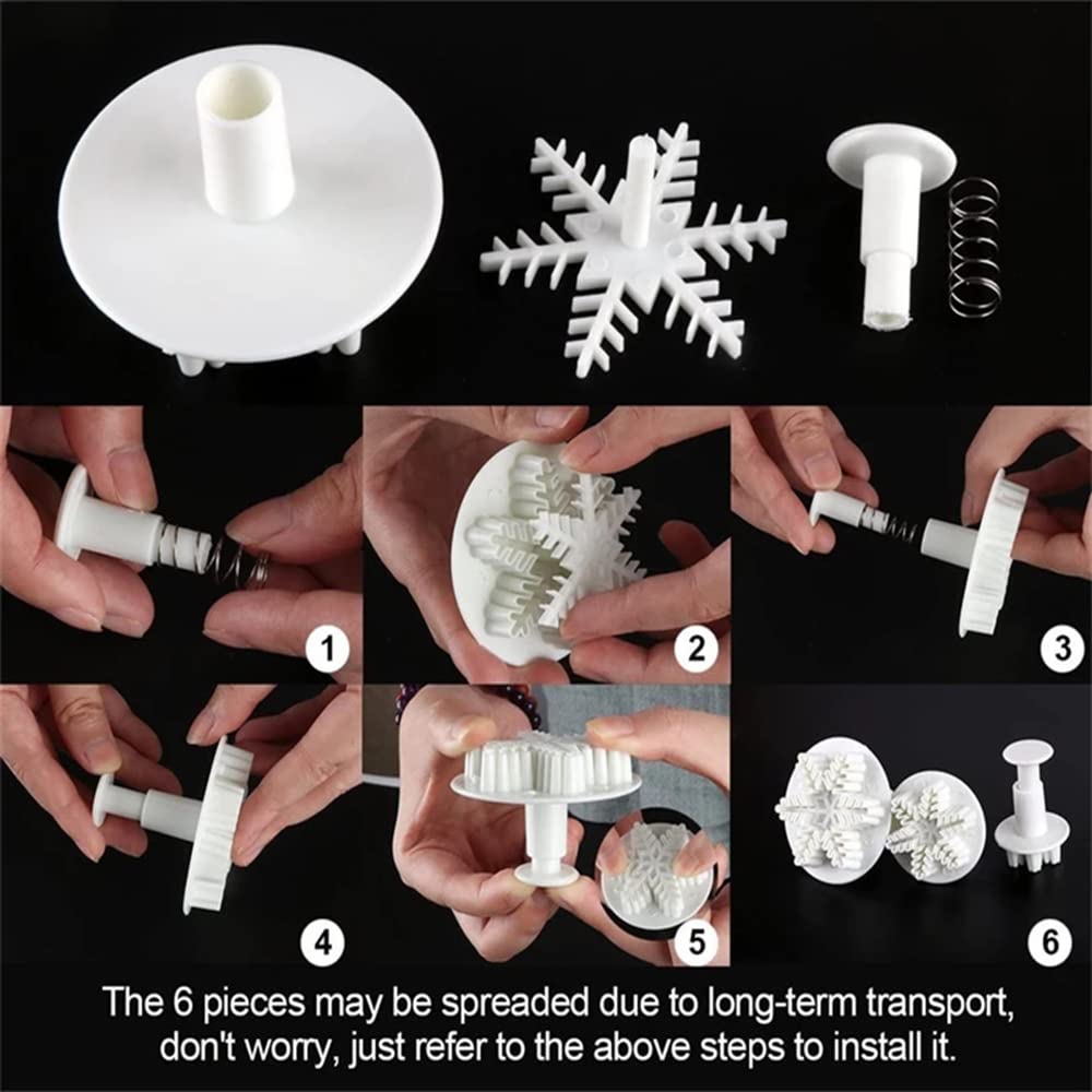 Set De 6 Emporte-Pièces Flocons De Neige - Pour Fondant, Biscuits, Déco Noël