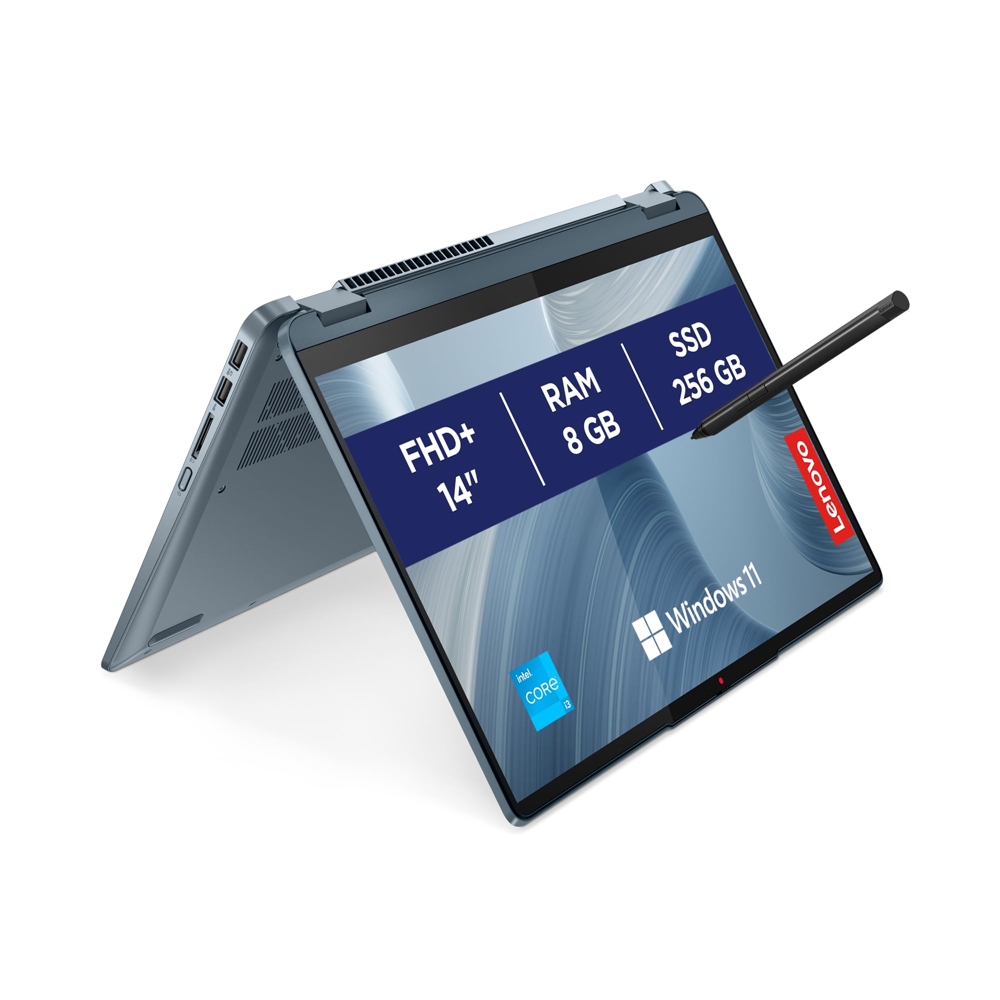 Lenovo IdeaPad Flex 5 Notebook Convertibile Touch 14" WUXGA (1920x1200), Intel Core i3-1215U, RAM 8 GB, 256 GB SSD, Grafica Integrata, WiFi 6, Windows 11 - Stone Blue Digital Pen INCLUSA