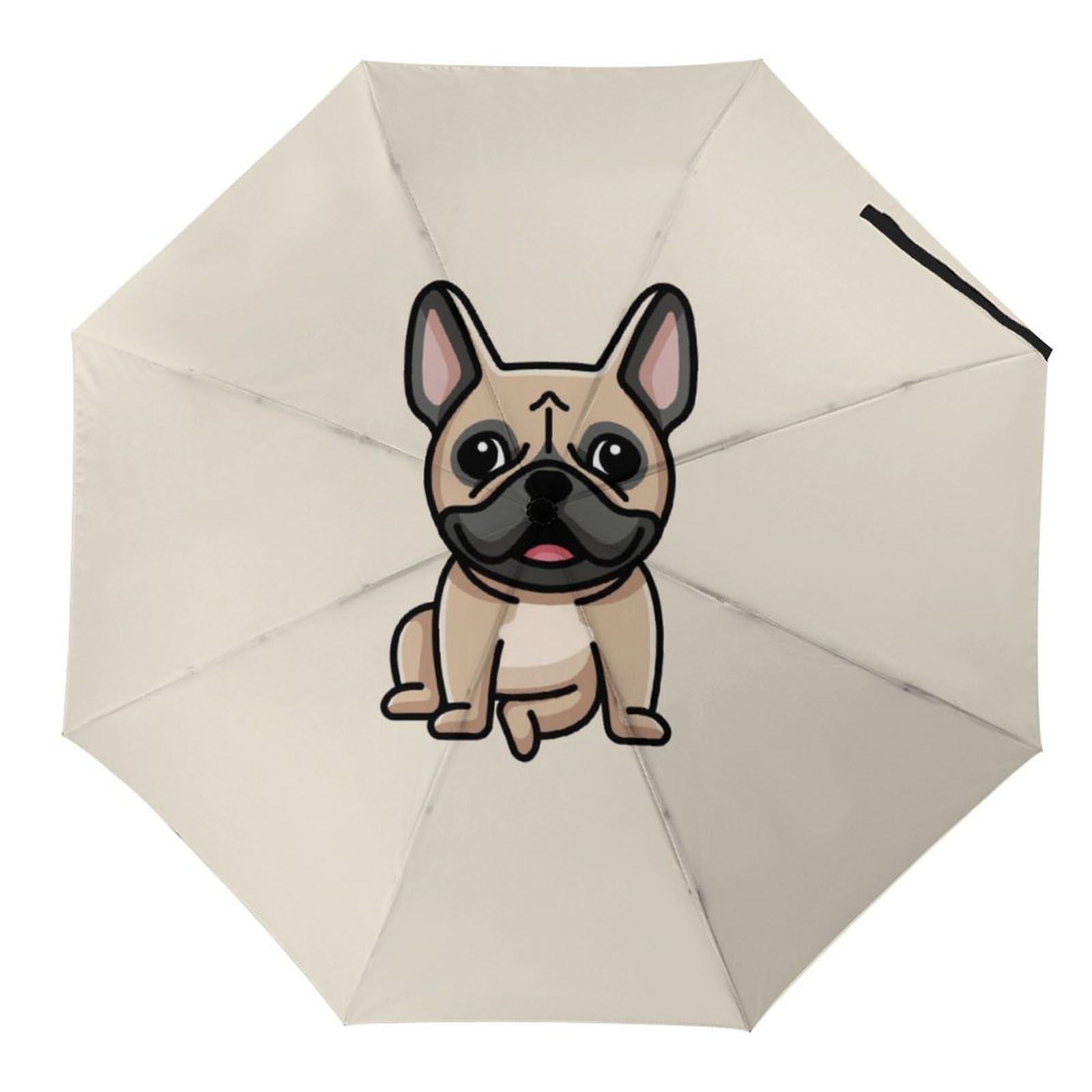 JiuPopular Folding Umbrella, French Bulldog Umbrella, Travel Umbrella for Windproof, Rainproof
