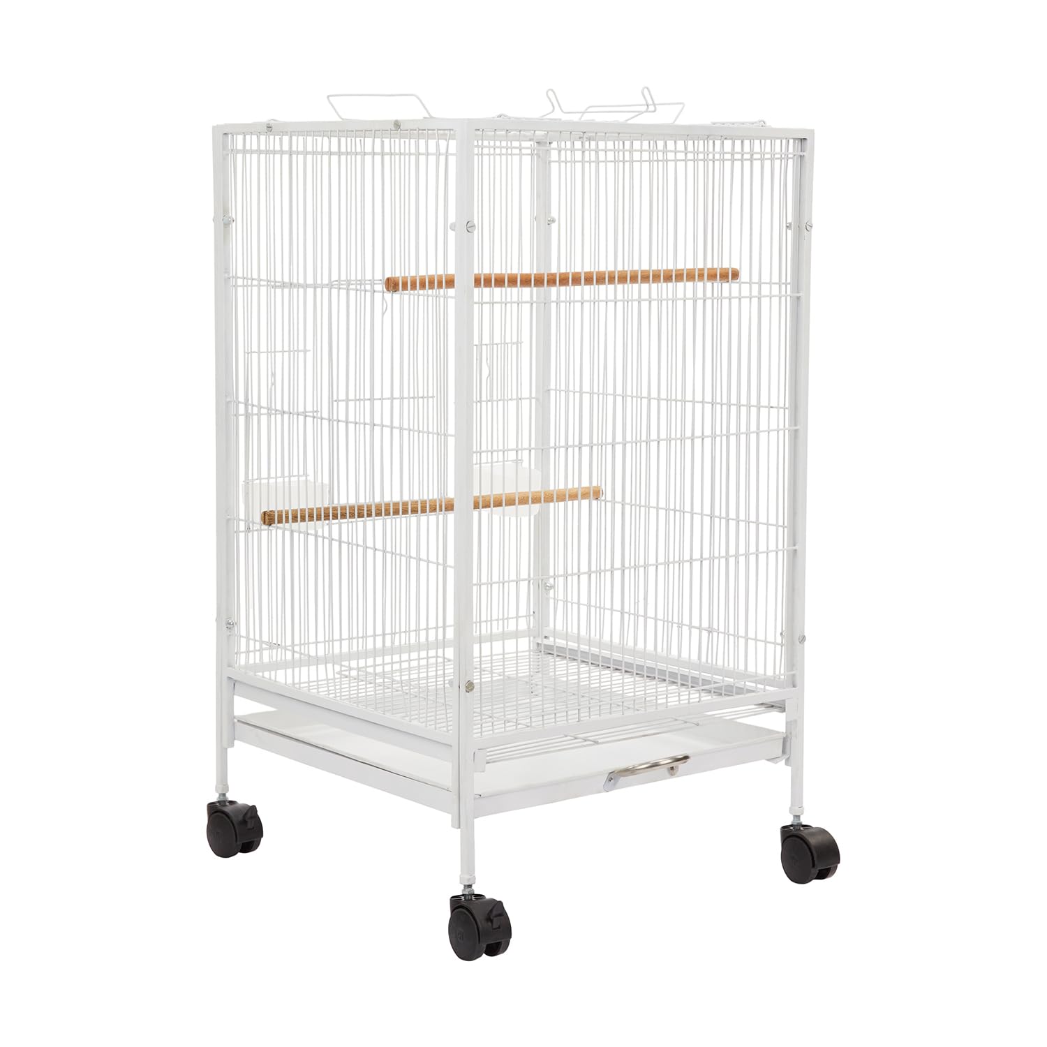 Amazon Basics Large Bird Cage, Includes Locking Casters & Bird Cage Accessories - White (1 Pc)-image-47