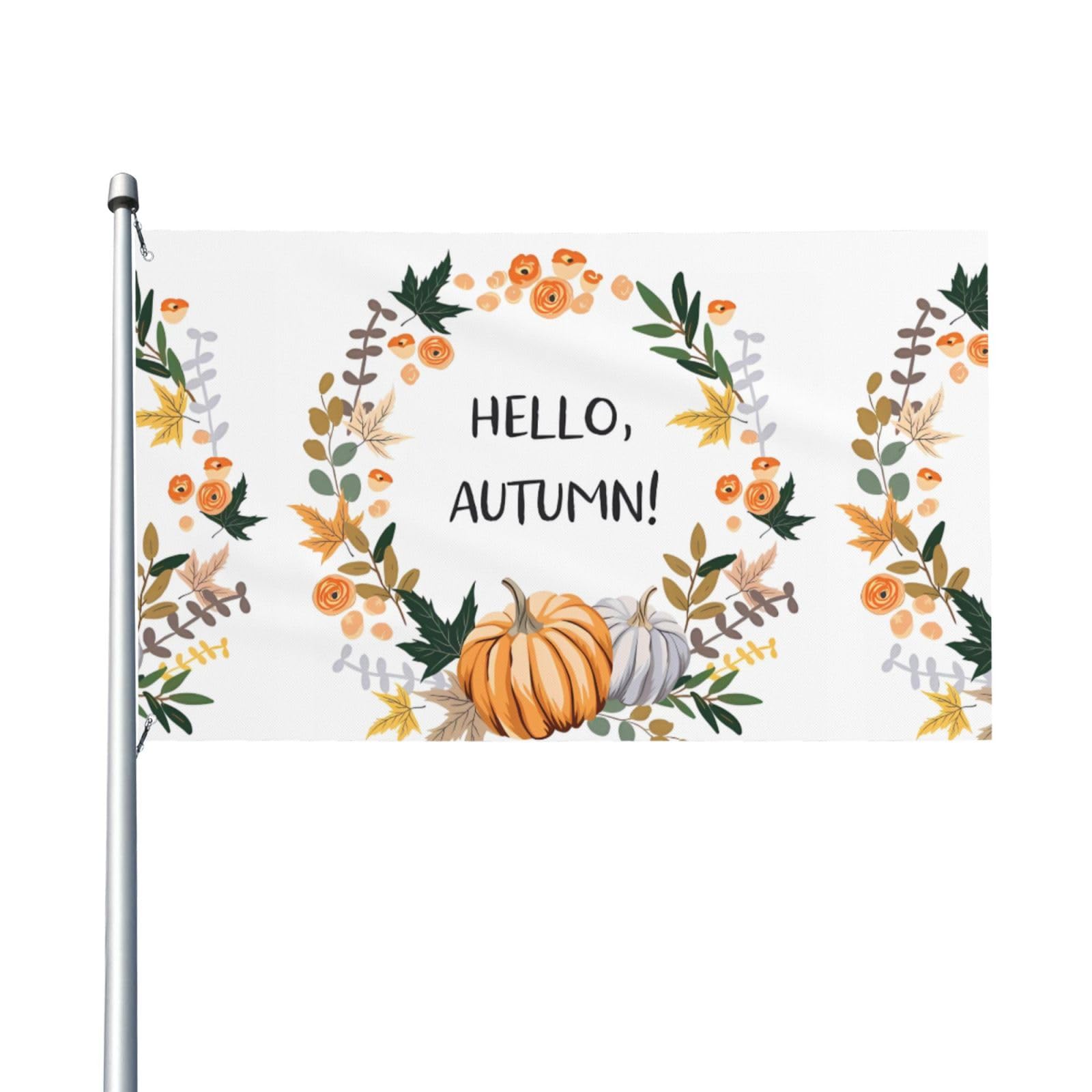 HJFCZH Hello Autumn Prints 3x5ft Outdoor Decorative Flags - Durable Polyester Banners for Yard, Patio, Porch & Patriotic Displays