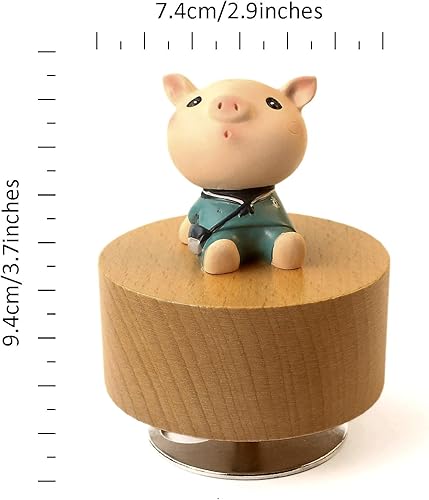 Miniatura 2 de SOFTALK Caja de música mecánica de madera con diseño de animales pequeños, cajas musicales con texto en inglés "You are My Sunshine", regalo para