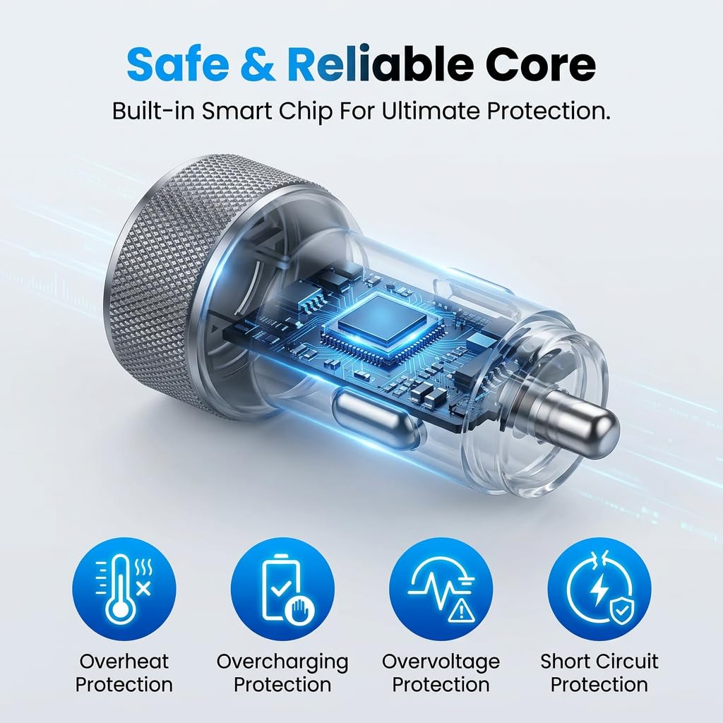 3 Port USB C KFZ Ladegerät, USB C PD Auto Adapter 67W mit PD 30W y QC3.0 USB A, 12V/24V Auto Ladeadapter für iPhone 17/17e/16/15/14/13, Samsung Galaxy S26/S25/S24, iPad, Pixel, Xiaomi, Wohnmobil