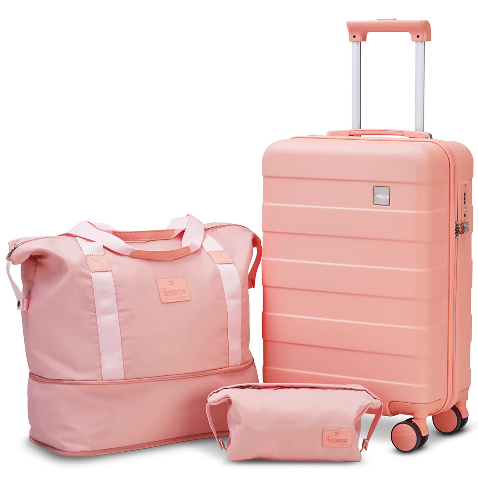 imiomo Carry on Luggage, 20 IN Carry-on Suitcase with Spinner Wheels, Hardside 3PCS Set Lightweight Rolling Travel Luggage with TSA Lock(20"/Pink)