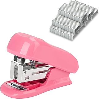 Mini Stapler, Stapler and Staples Set Cute Small Stapler 400 Standard 24/6 Staples 25 Sheet Capacity Space-Saving Portable for Home School Office Students Children Gift Stationary (Pink)
