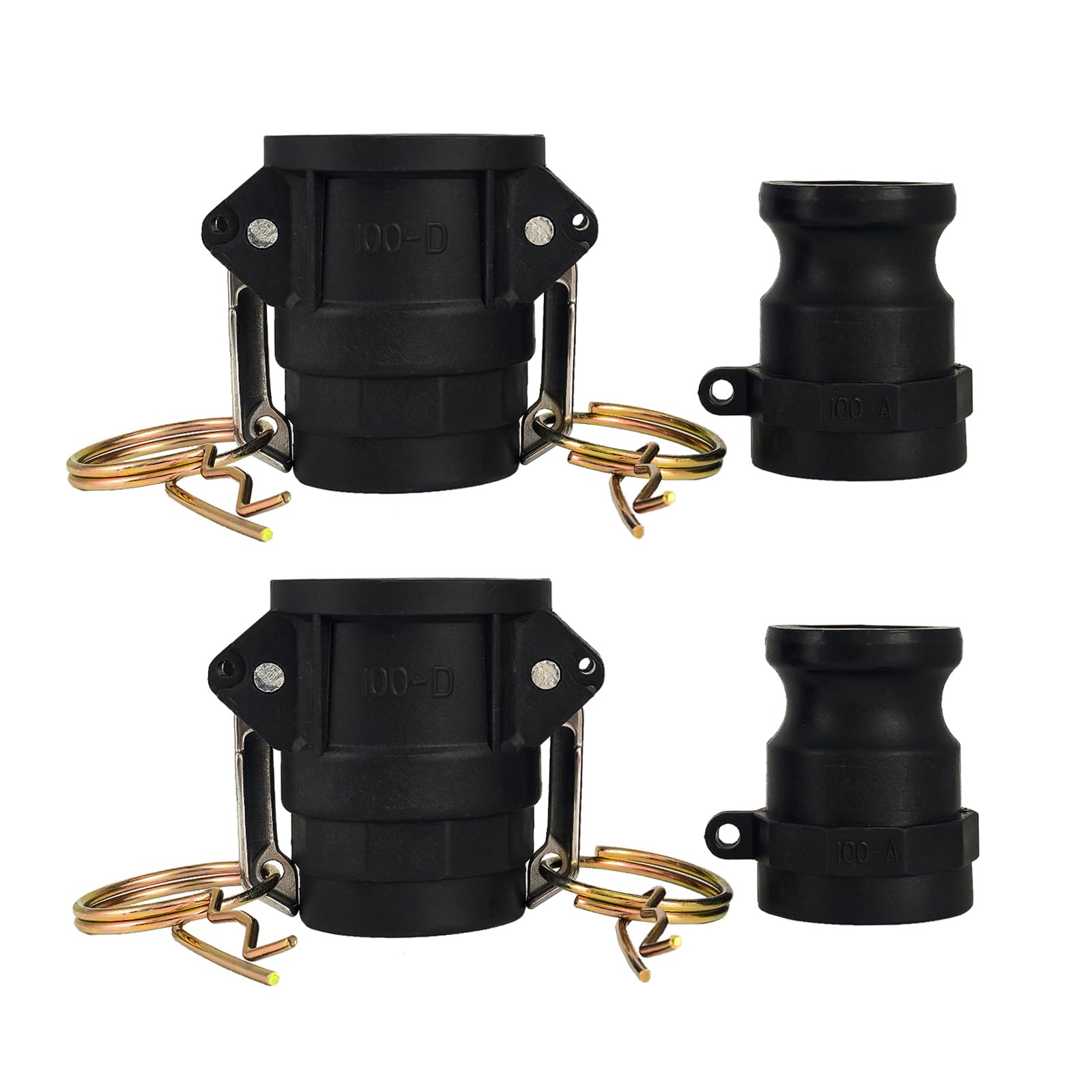 Camlock Fittings 1 Inch Type A & D Polypropylene Cam and Groove Hose Fitting Kit with 1" Female & Male Camlock x 1" Shank (Hose Barb), Cam and Groove