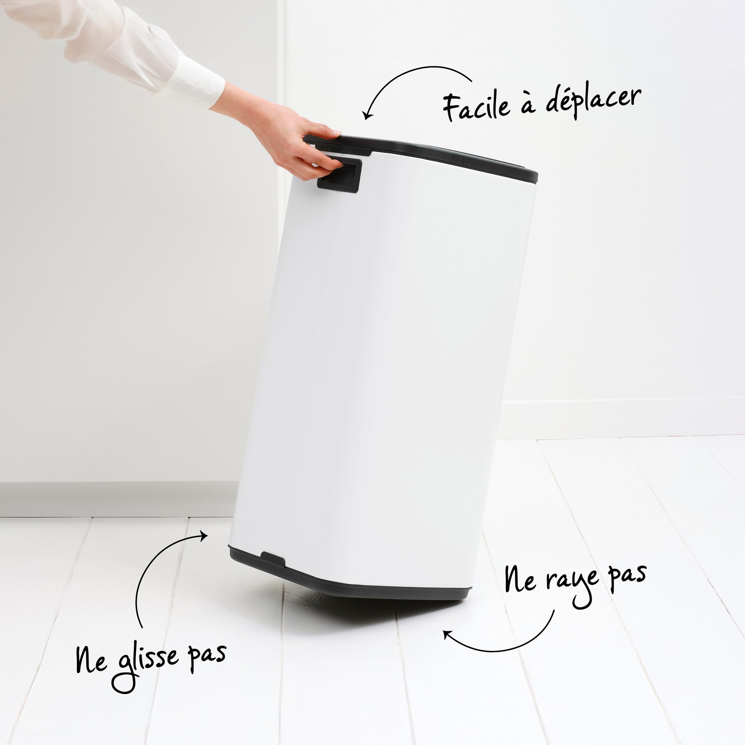 Brabantia Poubelle Bo Touch 30L (Platine) – Poubelle cuisine compacte à ouverture automatique soft-touch – Système de tri des déchets avec seau amovible – Sacs-poubelle PerfectFit gratuits inclus