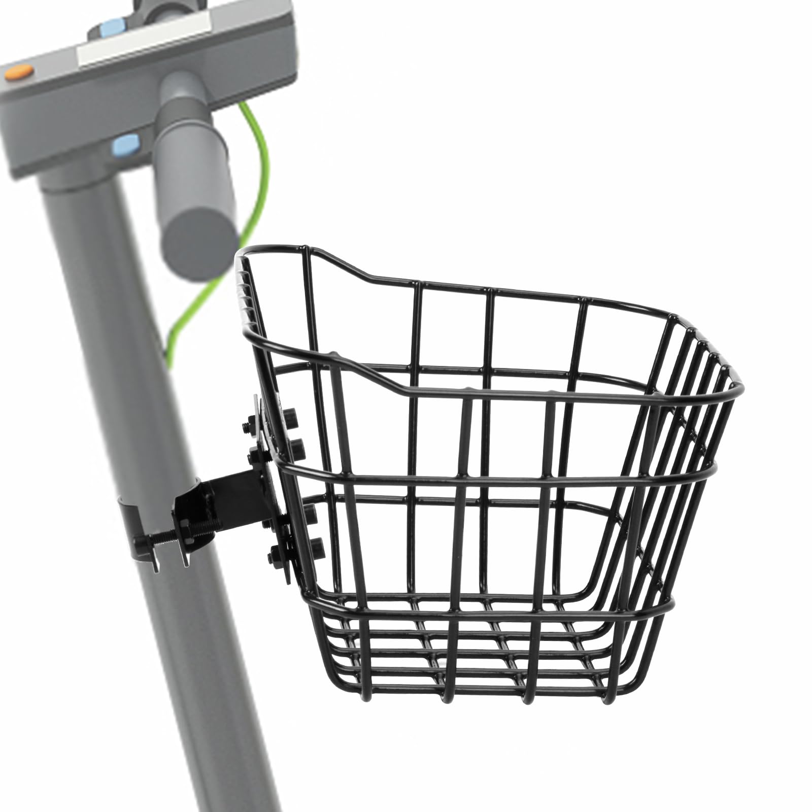 Bike Front Storage Basket -Scooter Basket with Fixed Holder - Durable Iron Construction - Knee Scooter and Kids Small Bike Tricycle Accessories Kit,AdultRust-Resistant Electric Bicycle Basket, black