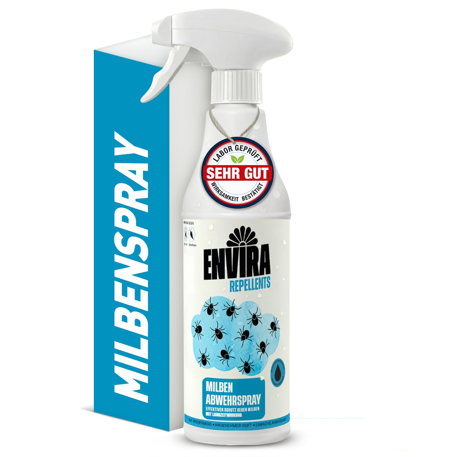 Envira Milbenspray für Matratzen 500 ml - Hochwirksames Abwehrspray gegen Milben & Hausstaubmilben - Anti Milben Spray - Milbenschutz für Allergiker - Mit dezentem Zitrusduft, geruchsarm