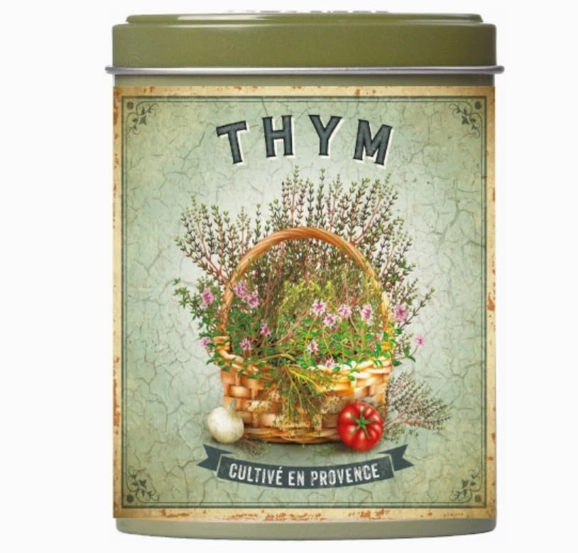 Esprit Provence, Thym (French Provence Thyme) in Lidded Decorative Tin, .88 oz (25 g), Imported