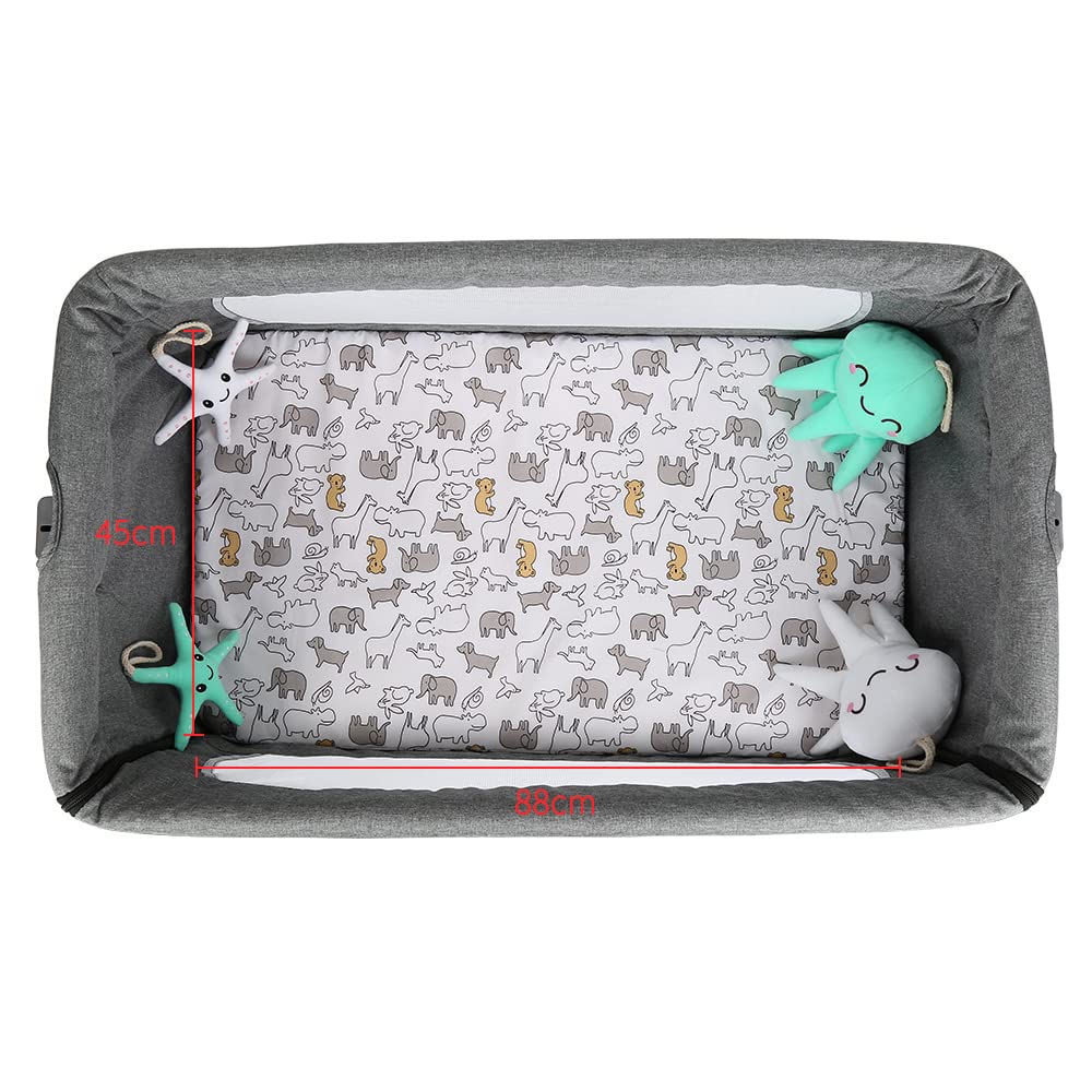 Cuna Co-sleeping con colchón y mosquitera 2 en 1 Cuna Co-sleeping para bebés de 1 a 36 meses, 92 x 58 x 70-87 cm