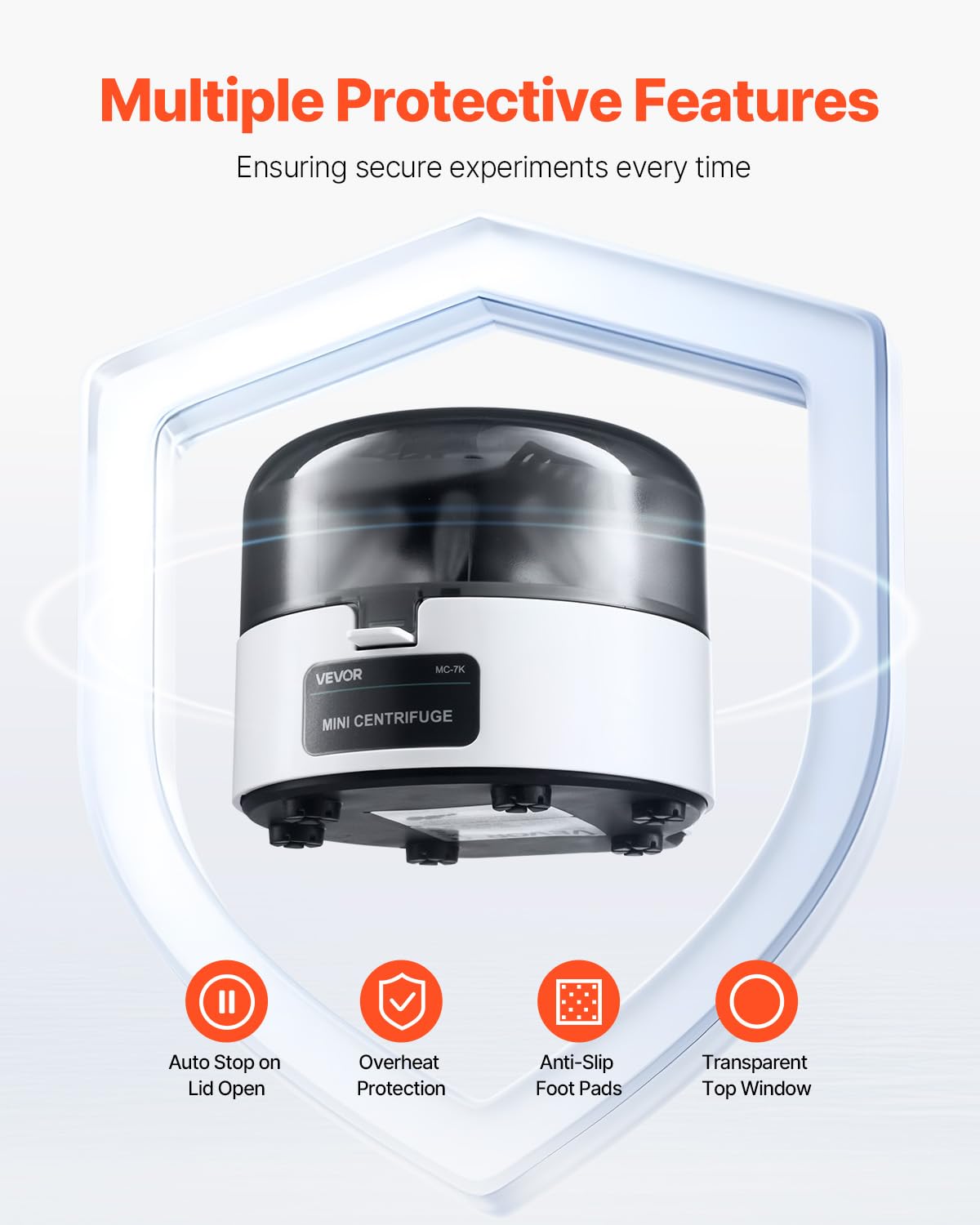 VEVOR Minicentrífuga, Centrífuga Eléctrica de Laboratorio RCF de 3013 xg con Rotor 2 en 1 para Tubos de 0,2/1,5/2 ml, Velocidad Fija de 7000 r/min Bajo Nivel de Ruido para Diversos Experimentos
