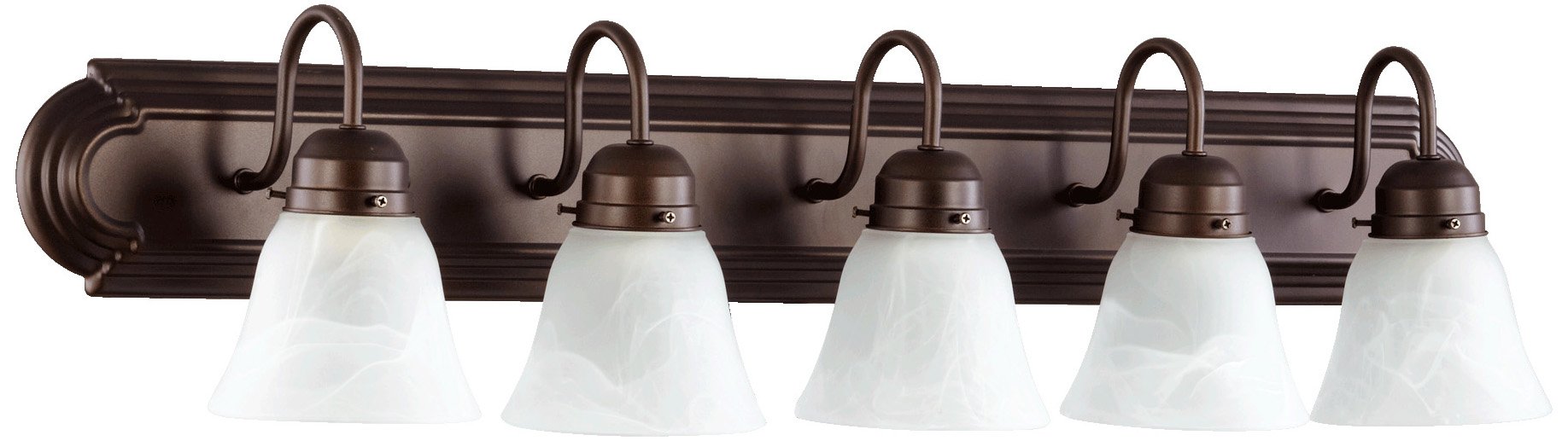Quorum International 5094-5-186 5 Light Vanity with Alabaster, Oiled Bronze