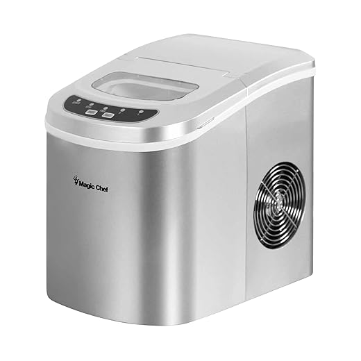 Magic Chef Portable Countertop Ice Maker, Small Ice Maker for Kitchen or Home Bar, Tabletop Ice Maker for Parties, 27-Pound Capacity, Silver
