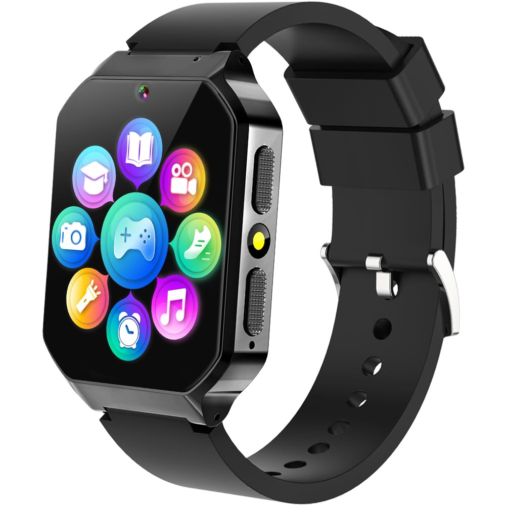 Smart Watch for Kids Age 6-12 Girls Toys with 26 Games Music Player 1.69” HD Touchscreen Video Camera Metal Case Educational Storybook Words Learning Card Toddler Watches Birthday Gifts