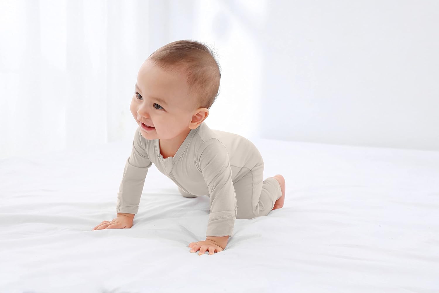 GUISBY Baby Footless Rompers, Rayon Pajamas 2 Way Zipper with Long Sleeve Sleeper - Image 6