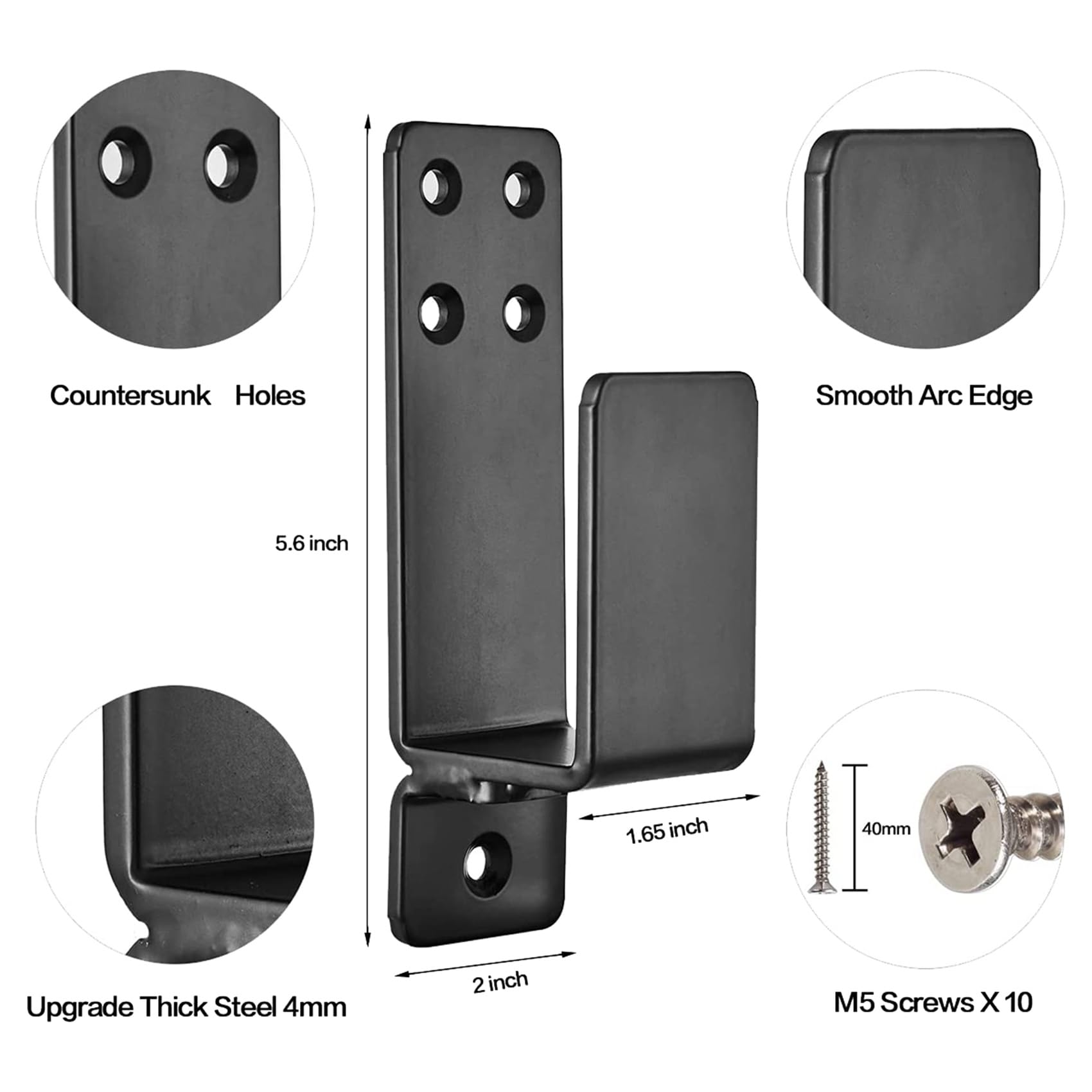 Soporte para puerta (8 soportes de barra abierta para seguridad en el hogar, 8 x 4 soportes de barra para evitar la entrada no autorizada