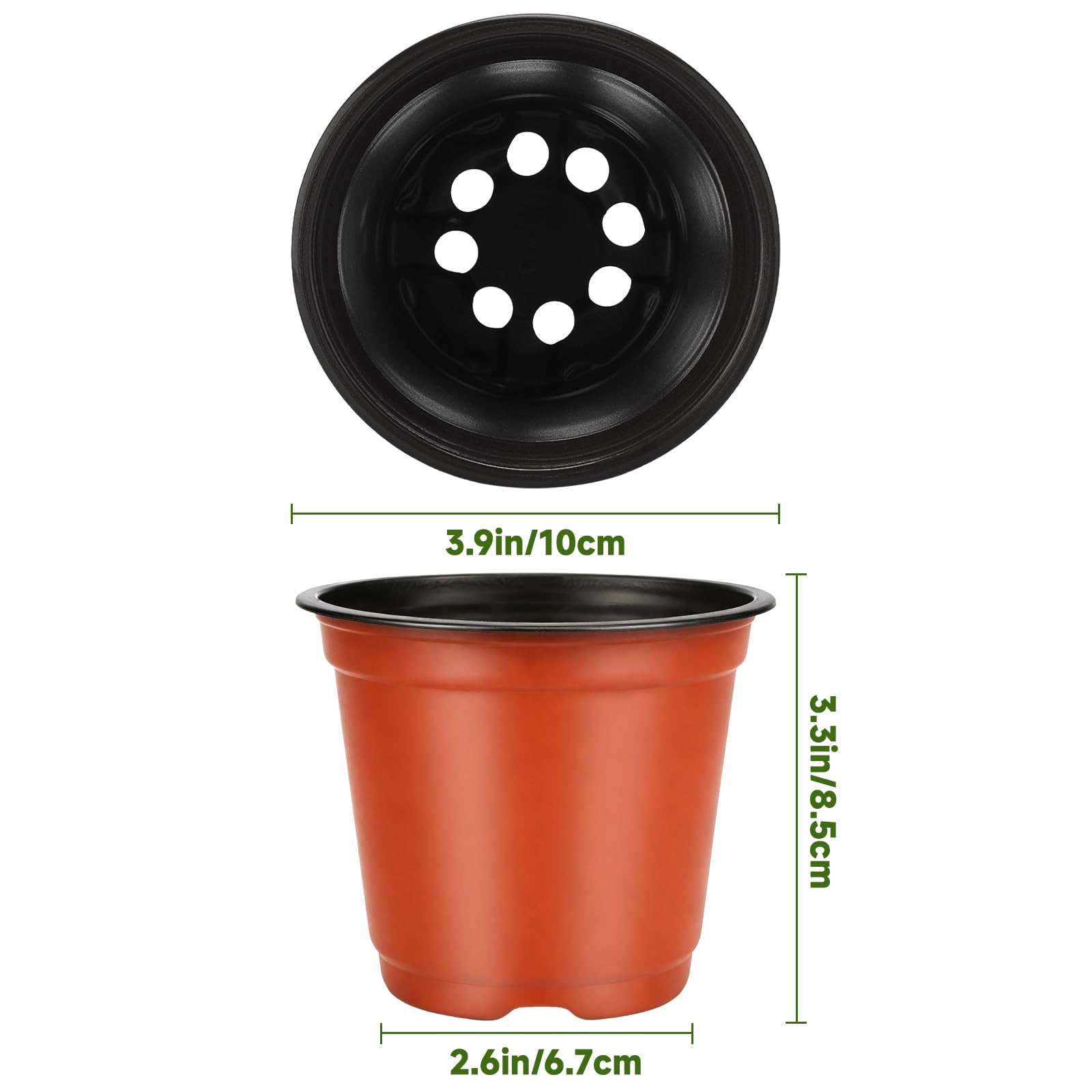 KINGLAKE 100Pcs Plastic Plant Pots 10cm Seed Seedling Pots Flower Nursery Pots for Vegetables,Flowers,Herbs,Cuttings, Succulent — view 2