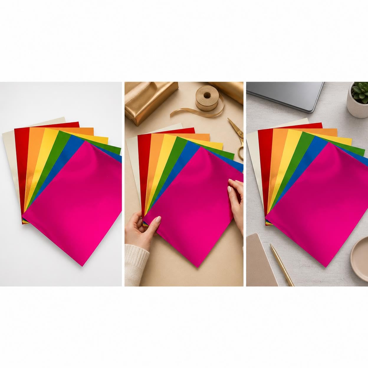 MagiDeal Papel de Envoltorio Metálico Papel Holográfico Cartón Espejo Láser Aluminio Cara Brillante y Respaldo Rígido y Adecuado para Empaques Artesanías, Forma personalizada