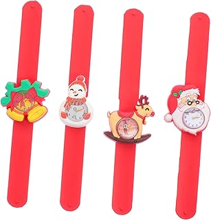 4 Pçs Pulseiras De Relógio De De Natal Kidcraft Playset Decoração Pulseira De Tapa Banda Meia De Natal Stuffer Banda De Tapa De Natal Adorno De Pulso Círculo De Palmas
