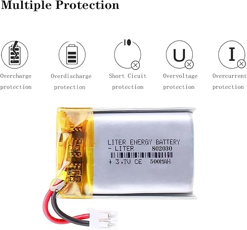 Miniatura 4 de batería recargable 802030 del polímero de iones de litio de la batería 500mAh de 3.7V Lipo con el conector de JST