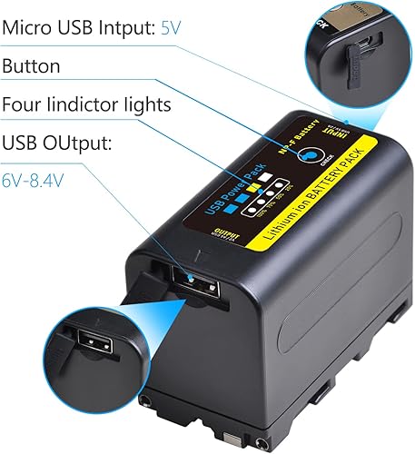 Miniatura 4 de Paquete de 2 baterías NP-F750 para Sony NP-F970 NP-F975 NP-F980 NP-F960 NP-F770 NP-F550 y videocámaras Sony Handycam para YONGNUO Godox LED con