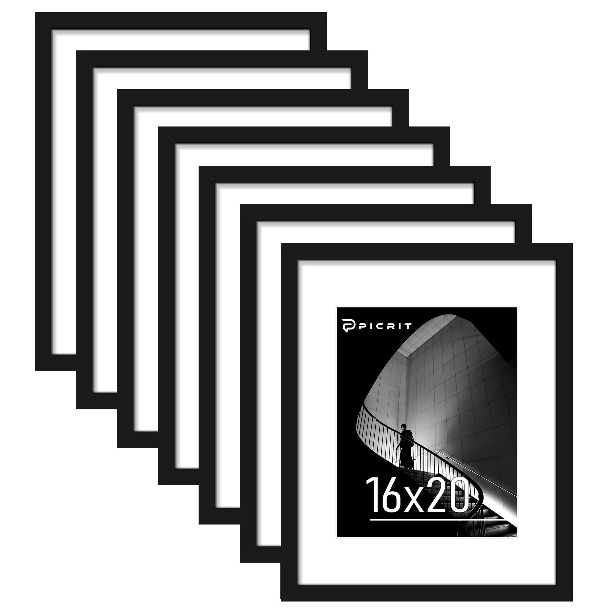 Picrit 16x20 Picture Frame Set of 7, Black Poster Frames for Wall