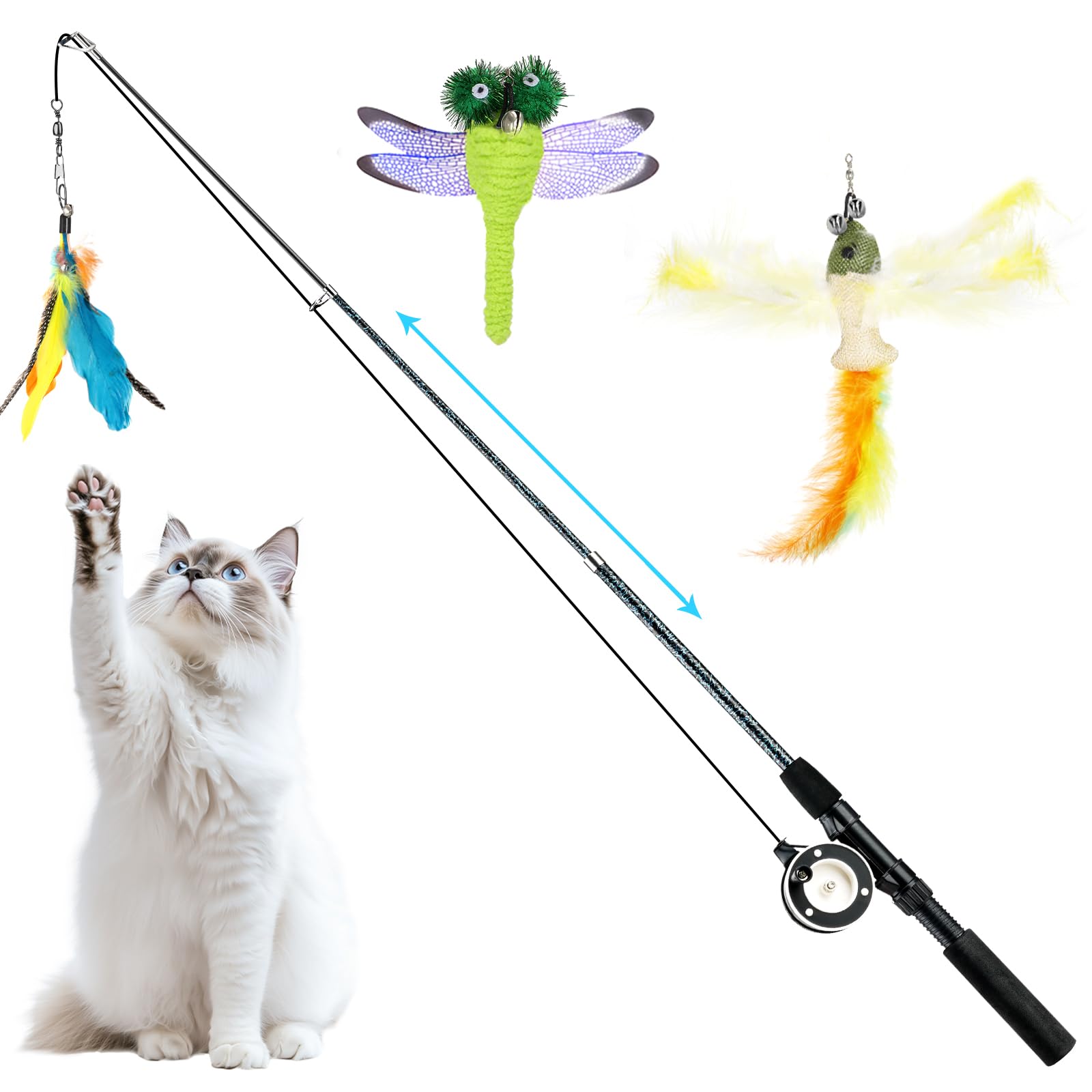 Pawaboo Interaktive Katzenspielzeug, Einziehbar Katzenangel