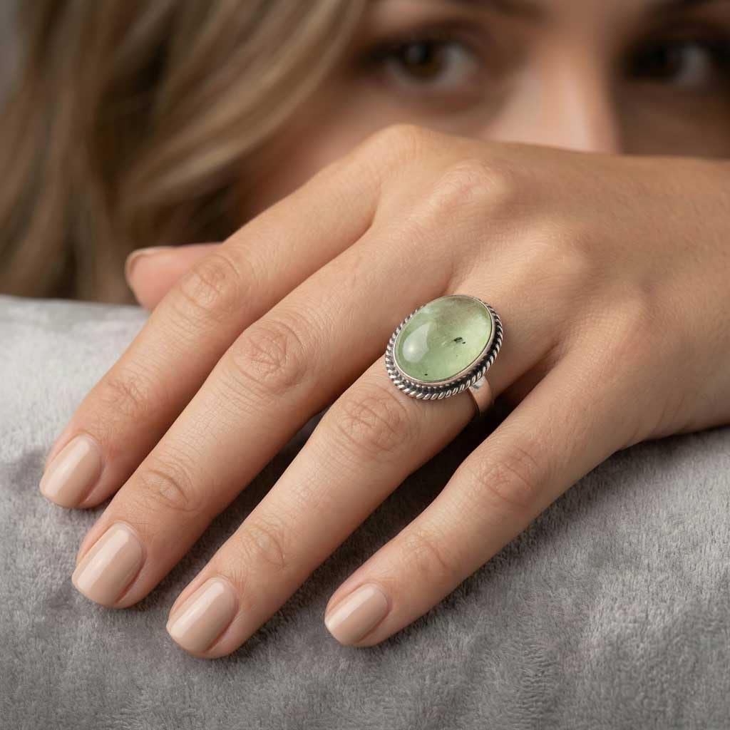JEWELOPORIUM Chunky Natural Gemstone Ring For Women Amber, Labradorite, Turquoise, Rose Quartz Oval Boho 925 Sterling Silver Plated Handmade Jewelry