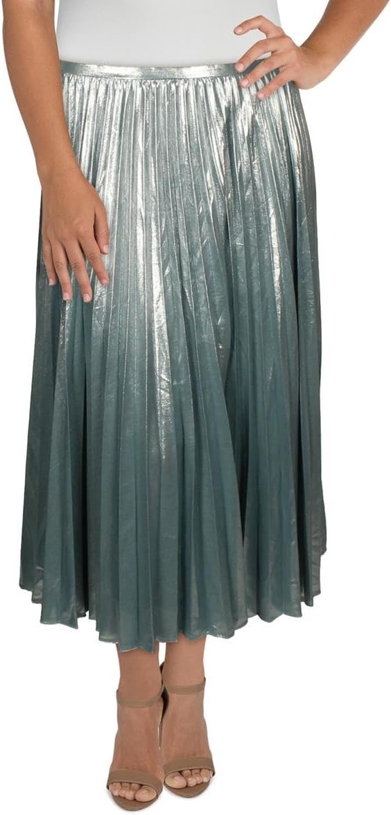 Womens Suzu Pleated Calf Midi Skirt Green 16