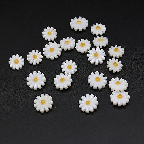 Miniatura 8 de LHJ 20 cuentas de concha natural con forma de girasol de agua dulce sueltas accesorios para hacer joyas, collares, pulseras